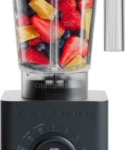 Chefman Obliterator 48 oz Countertop Blender for Smoothies. 1380W Motor to Crush Ice. Nuts. and Frozen Fruit with Stainless Steel Blade. Auto Blend Function. Includes Tamper and Scraper