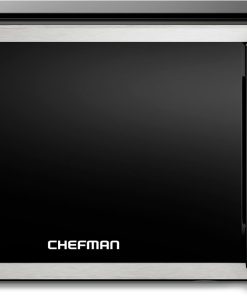 Chefman Compact Countertop Microwave Oven 0.7 Cu. Ft.. 700W with 10 Power Levels. 3 Cooking Presets with One-Touch Express Cook. 2 Defrost Settings. Child Safety Lock. & Mute Button ?C Stainless Steel