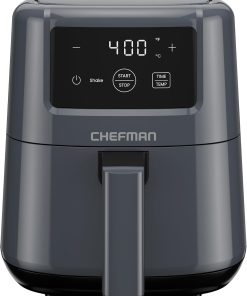 CHEFMAN 2 Qt Mini Air Fryer ?C Digital Space-Saving Compact Air Fryer with Nonstick and Dishwasher Safe Basket. Quick & Easy Meals in Minutes. Features Digital Timer and Shake Reminder ?C Grey