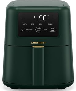 Chefman Compact Air Fryer 3.5 QT - Slim Design Fits Small Kitchens. 4-in-1 Air Fry. Bake. Dehydrate. Frozen. 450??F Max Temp. Narrow Footprint Saves Counter Space. Nonstick Ceramic. Dishwasher-Safe