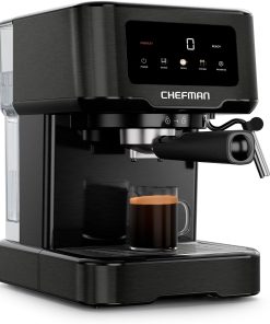 Chefman CraftBrew Espresso Machine. 15-Bar Pump Digital Espresso Maker w/Steam Wand for Latte & Cappuccino. Compact Espresso Coffee Machine w/ 1.5L Removable Water Reservoir - Stainless Black