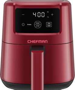 CHEFMAN 2 Qt Mini Air Fryer ?C Digital Space-Saving Compact Air Fryer with Nonstick and Dishwasher Safe Basket. Quick & Easy Meals in Minutes. Features Digital Timer and Shake Reminder ?C Red