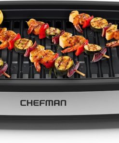 Chefman Smokeless Indoor Electric Grill. Extra Large Grilling Surface. Nonstick Table Top Grill for Indoor Grilling and BBQ with Adjustable Temperature Control. Drip Tray. Dishwasher-Safe Parts