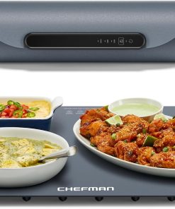 Chefman Roll n' Go Food Warming Mat. Electric Warming Tray for Buffets. Parties. Holidays. 3 Temperature Settings. Easy-Clean Silicone Mat. Roll Up Food Warmers w/Storage Bag - Grey