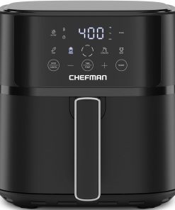 Chefman Air Fryer ?C 6 QT Compact Airfryer for Quick & Easy Meals in Minutes. Features Hi-Fry Technology for Extra Crisp. Touchscreen Controls with 4 Presets. Nonstick & Dishwasher Safe Basket - Black