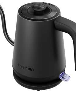 Chefman Gooseneck Electric Kettle. 0.8L Pour Over. Black | One-Touch Operation. Boil-Dry Protection. Auto Shut-Off. Ultra-Fast Hot Water Boiler. For Coffee and Tea