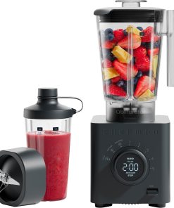 Chefman Obliterator 48 oz Countertop Blender for Smoothies. 1380W Motor to Crush Ice. Nuts. and Frozen Fruit with Stainless Steel Blade. Auto Blend Function. Includes 20 oz Travel Jar