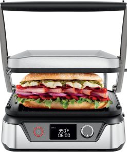 Chefman 5-in-1 Digital Panini Press Grill Sandwich Maker and Griddle Grill Combo with Removable. Reversible Dishwasher-Safe Grilling Plates. Opens 180?? for Indoor BBQ /Flat Top Grill. Stainless steel