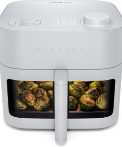 Chefman Crispinator Air Fryer 7-in-1 with 8 Qt Capacity. 450??F Max Temp & TurboFry Pro Technology for Fast. Even Results. Bake. Broil. Dehydrate. Viewing Window. Nonstick Ceramic-Coated Basket