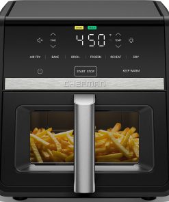 Chefman Air Fryer 9 Qt | TurboFry 7-in-1 High-Powered 450??F Cooking for Crispier and Even Results | XL Basket with Viewing Window | Air Fry. Bake. Broil. Reheat. Dehydrate. Defrost. Keep Warm